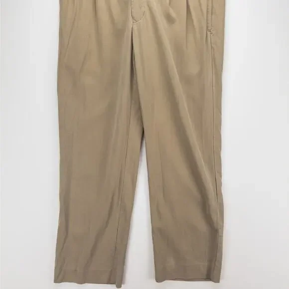 Banana Republic Pleated Silk Blend Pants Men’s 34 Tan Relaxed Fit Straight Leg - Picture 5 of 13